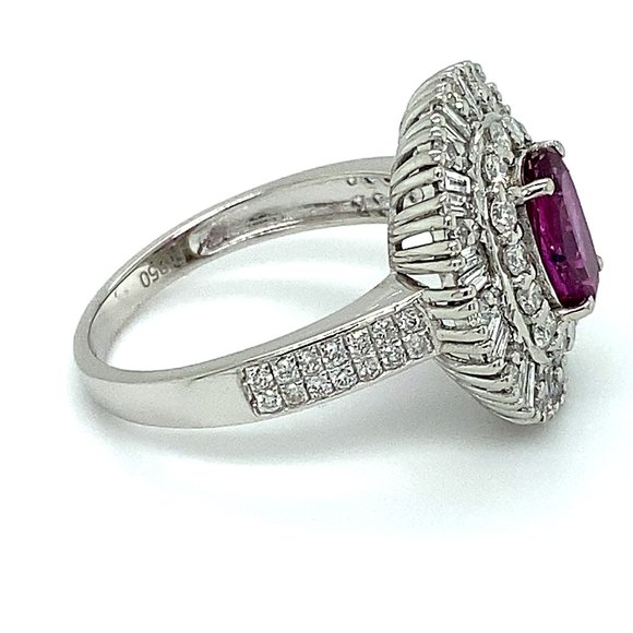 Certified Mozambique Ruby 1.05ct Diamonds Pla Ring - Picture 3 of 9